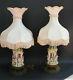 Vintage Pair Of Capodimonte Porcelain Lamps With Victorian Style Lamp Shades