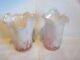 Vintage Pair Of Fenton Lily Of The Valley Pink Iridescent Glass Lamp Shades
