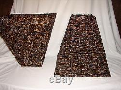 Vintage Pair of Glass Black and Gold Beaded Lamp Shades 12 3/4 Tall
