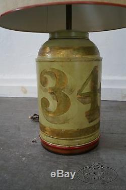 Vintage Pair of Hand Painted Metal Toleware Canister Lamps (no shades)