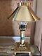 Vintage Paris Istanbul Orient Express Bouillotte Brass/glass Adjust Lamp/ Shade