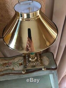 Vintage Paris Istanbul Orient Express Bouillotte Brass/Glass Adjust Lamp/ shade