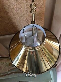 Vintage Paris Istanbul Orient Express Bouillotte Brass/Glass Adjust Lamp/ shade