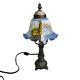 Vintage Pedal Bell Painted Glass Shade Table Lamp Lighthouse Ocean Small