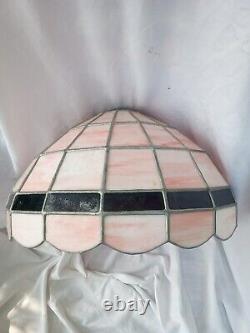 Vintage Pink And Black Tiffany Style Stained Glass Lamp Shade