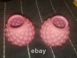 Vintage Pink Cased Glass Quilt Lamp Shade Lot of 2