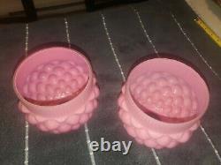 Vintage Pink Cased Glass Quilt Lamp Shade Lot of 2