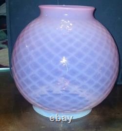 Vintage Pink Opalescent Diamond Quilted Optic Lamp Shade Globe GWTW or Oil
