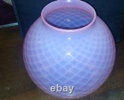 Vintage Pink Opalescent Diamond Quilted Optic Lamp Shade Globe GWTW or Oil Vintage Pink Opalescent Diamond Quilted Optic Lamp Shade Globe GWTW or Oil