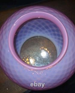 Vintage Pink Opalescent Diamond Quilted Optic Lamp Shade Globe GWTW or Oil