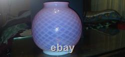 Vintage Pink Opalescent Diamond Quilted Optic Lamp Shade Globe GWTW or Oil