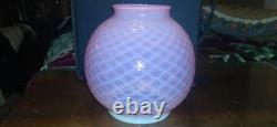 Vintage Pink Opalescent Diamond Quilted Optic Lamp Shade Globe GWTW or Oil