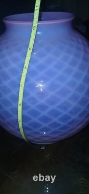 Vintage Pink Opalescent Diamond Quilted Optic Lamp Shade Globe GWTW or Oil