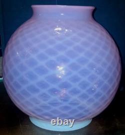 Vintage Pink Opalescent Diamond Quilted Optic Lamp Shade Globe GWTW or Oil