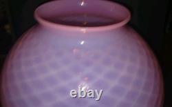 Vintage Pink Opalescent Diamond Quilted Optic Lamp Shade Globe GWTW or Oil Vintage Pink Opalescent Diamond Quilted Optic Lamp Shade Globe GWTW or Oil