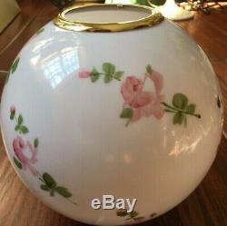 Vintage Pink Roses Painted Globe Glass Shade for GWTW Banquet Parlor Lamp