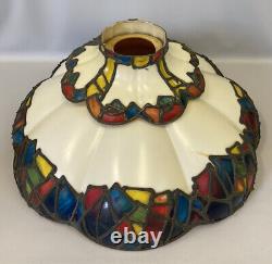 Vintage Plastic Stained Glass Style Lamp Shade Fixture Light Hanging Retro