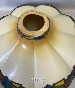 Vintage Plastic Stained Glass Style Lamp Shade Fixture Light Hanging Retro