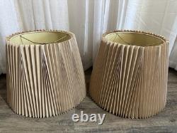 Vintage Pleated Lamp Shades Pair Stiffel Accordion Bell Mcm Art Deco 60s 70s