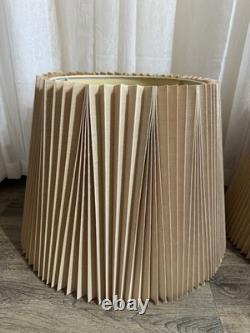 Vintage Pleated Lamp Shades Pair Stiffel Accordion Bell Mcm Art Deco 60s 70s