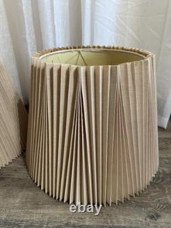 Vintage Pleated Lamp Shades Pair Stiffel Accordion Bell Mcm Art Deco 60s 70s
