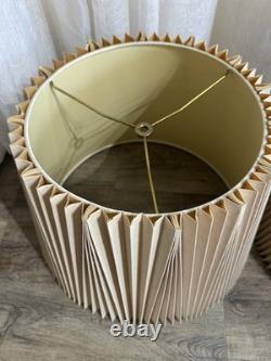 Vintage Pleated Lamp Shades Pair Stiffel Accordion Bell Mcm Art Deco 60s 70s