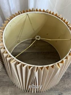 Vintage Pleated Lamp Shades Pair Stiffel Accordion Bell Mcm Art Deco 60s 70s