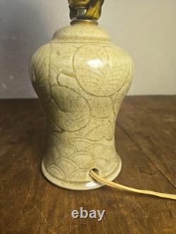 Vintage Porcelain Lamp Pierced Shade Dragonfly lily pads