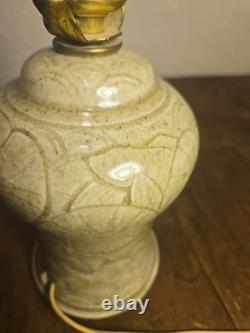 Vintage Porcelain Lamp Pierced Shade Dragonfly lily pads