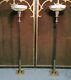 Vintage Pr Torchiere Lamps Old Electric Floor Lights Original Glass Shades Nice