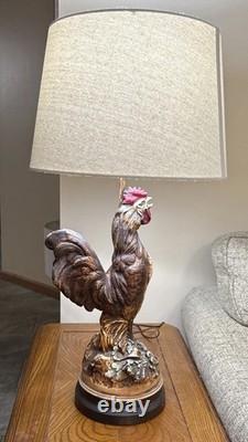 Vintage Quartite Rooster Lamp 1960 with Shade Works Mid Century Free Ship