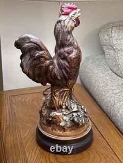 Vintage Quartite Rooster Lamp 1960 with Shade Works Mid Century Free Ship