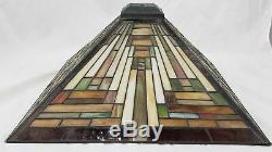 Vintage Quoizel 16-7/8 Stained/leaded Glass Art Deco Lamp Shade, Tiffany Style