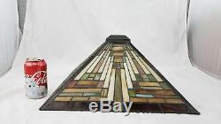 Vintage Quoizel 16-7/8 Stained/leaded Glass Art Deco Lamp Shade, Tiffany Style