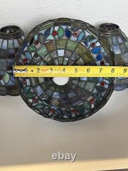 Vintage Quoizel Collection Stained Glass Lamp Shade Multicolor Berries -Set Of 3