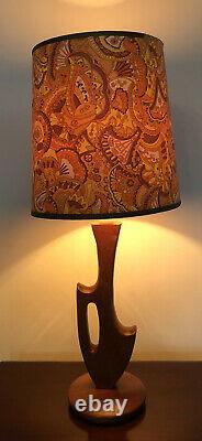 Vintage RETRO free form TEAK MID CENTURY MODERNIST EAMES ERA lamp original SHADE