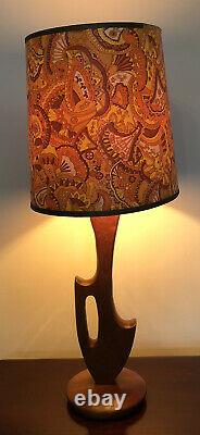 Vintage RETRO free form TEAK MID CENTURY MODERNIST EAMES ERA lamp original SHADE