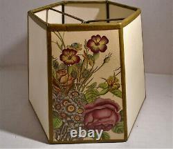 Vintage RTF French J L Prevost Botanical Flowers Floral Hexagon Lamp Shade