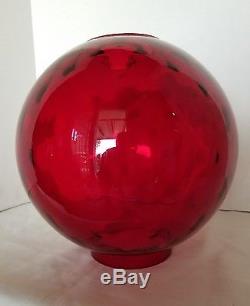 Vintage RUBY RED Glass BALL GLOBE Lamp SHADE Hurricane Mid-Century Modern