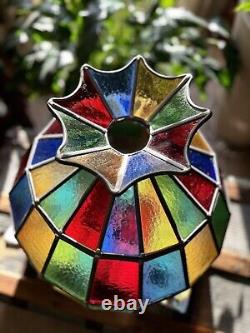 Vintage Rare Collectible Tiffany Style Stained Glass Lamp Shade/ Chandelier WOW