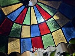 Vintage Rare Collectible Tiffany Style Stained Glass Lamp Shade/ Chandelier WOW