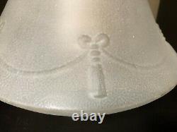 Vintage Rare Shaped Glass Oil Kerosene Lamp Shade Satin & White, 9 1/2 Tall