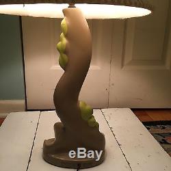Vintage Rare Working 1951 MCM Reglor Calif Chalkware Lamps Signed With Shades