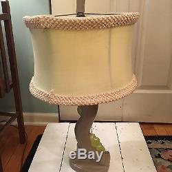 Vintage Rare Working 1951 MCM Reglor Calif Chalkware Lamps Signed With Shades