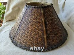 Vintage Rattan Wicker Woven Lined Fabric Lamp Shade Boho Bohemian Coastal Rustic