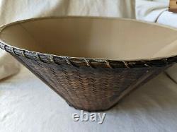 Vintage Rattan Wicker Woven Lined Fabric Lamp Shade Boho Bohemian Coastal Rustic