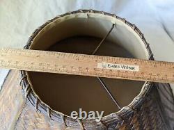 Vintage Rattan Wicker Woven Lined Fabric Lamp Shade Boho Bohemian Coastal Rustic