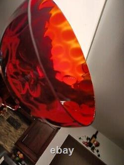 Vintage Red Amberina Glass GWTW Parlor Lamp Shade 10 Fitter