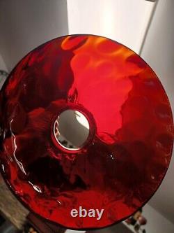 Vintage Red Amberina Glass GWTW Parlor Lamp Shade 10 Fitter