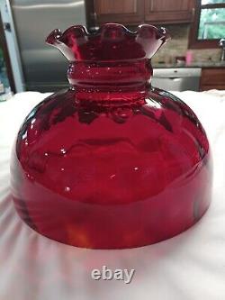 Vintage Red Amberina Glass GWTW Parlor Lamp Shade 10 Fitter